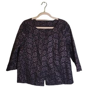 Lafayette 148 Black Daisy Lace Boxy 3/4 Sleeve Jacket Size 8